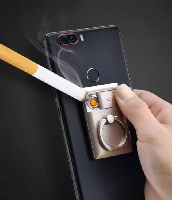 Anillo para celular con encendedor electrico